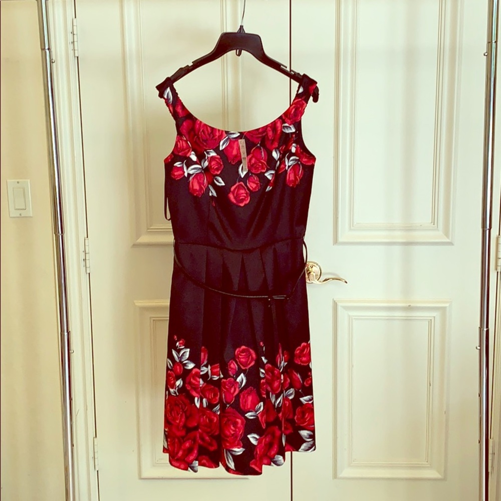 White and Black Rose Dress